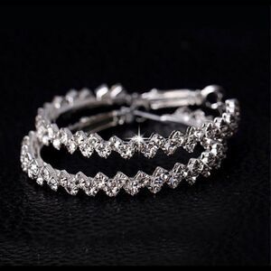 + Beautiful  White Gold Diamond Hoop Earrings